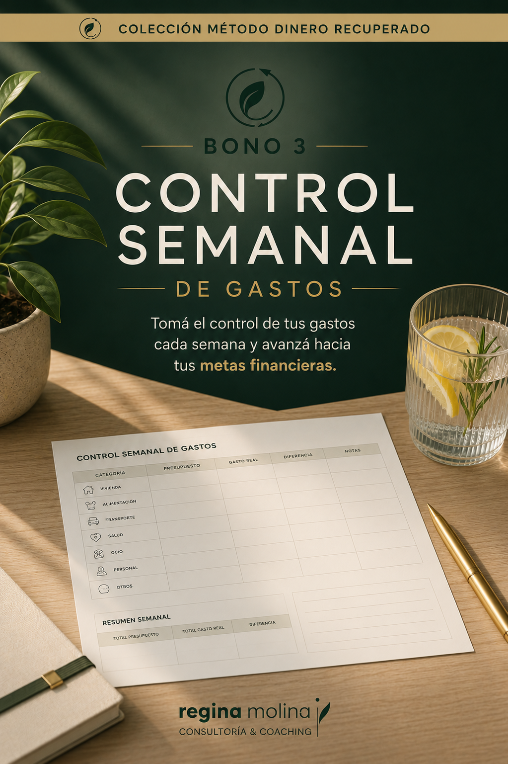 Colección Método Dinero Recuperado Ebook "Cómo ahorrar sin ganar más" + 5 herramientas prácticas para recuperar el control de tu dinero.