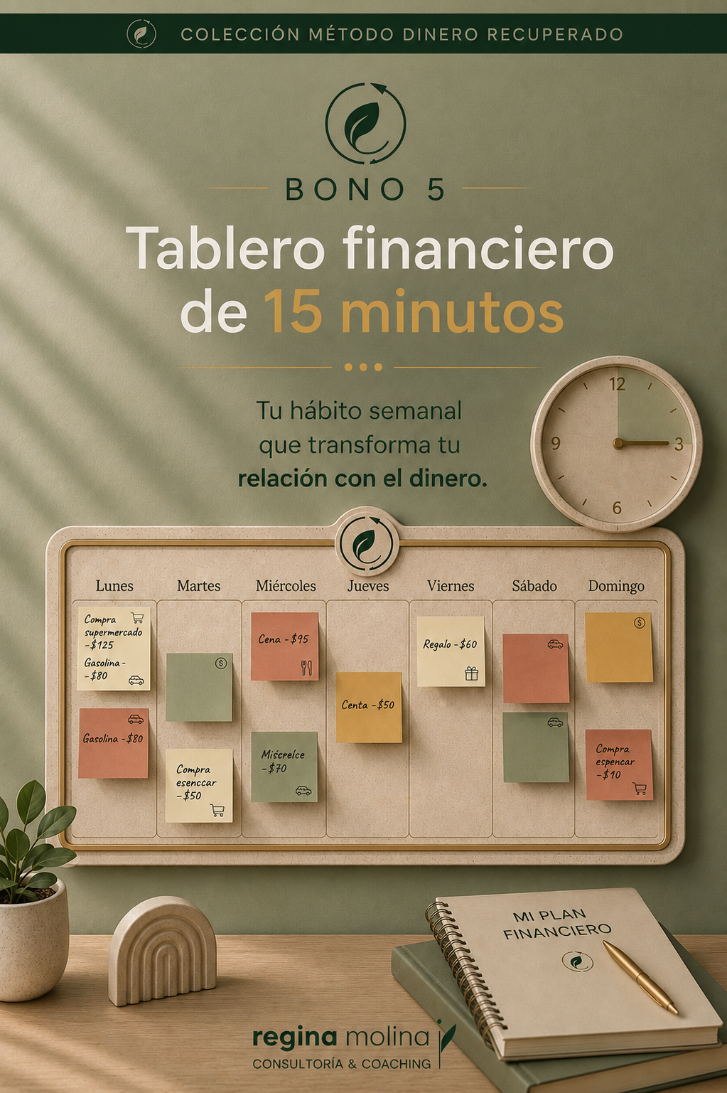 Colección Método Dinero Recuperado Ebook "Cómo ahorrar sin ganar más" + 5 herramientas prácticas para recuperar el control de tu dinero.